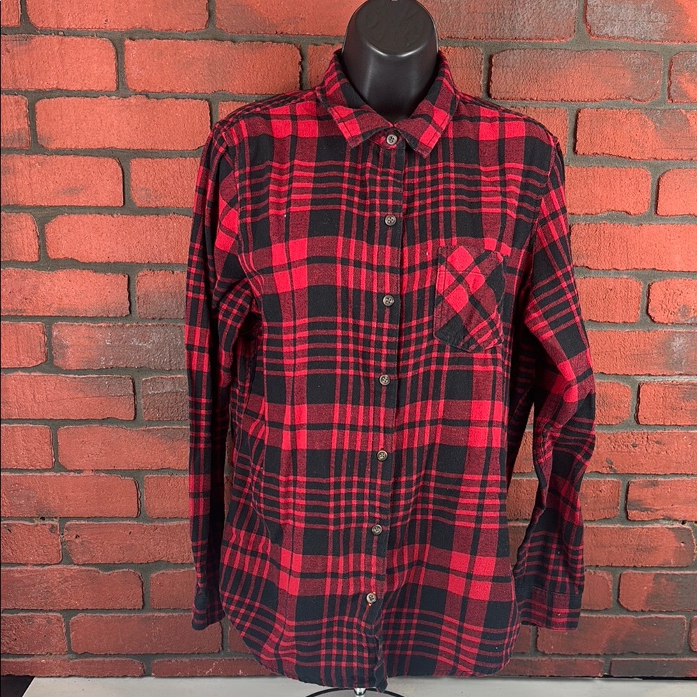 Field And Stream Womens Large Buffalo Plaid Flannel Button Down‎